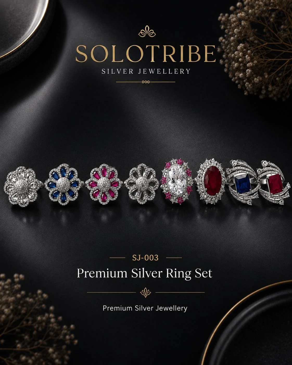 Premium Silver Ring Set